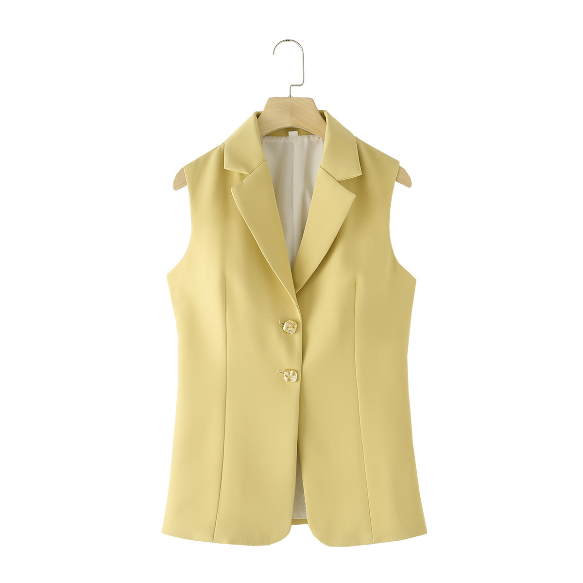 Solid Color Button Vest Blazer