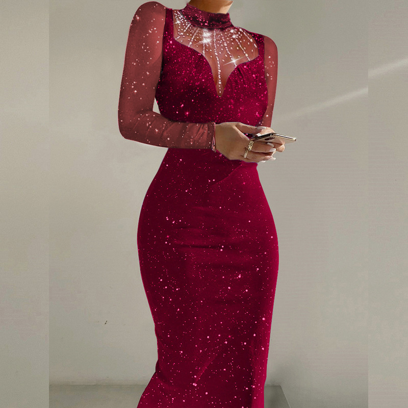 Casava Sequins Solid Color Dress
