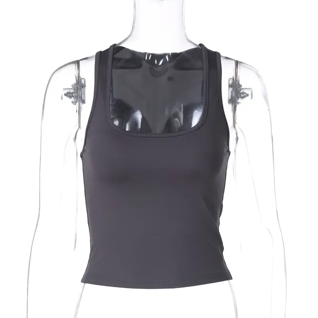 Sexy Solid Color Polyester Vest with Strap Neck, Summer Small Vest Top