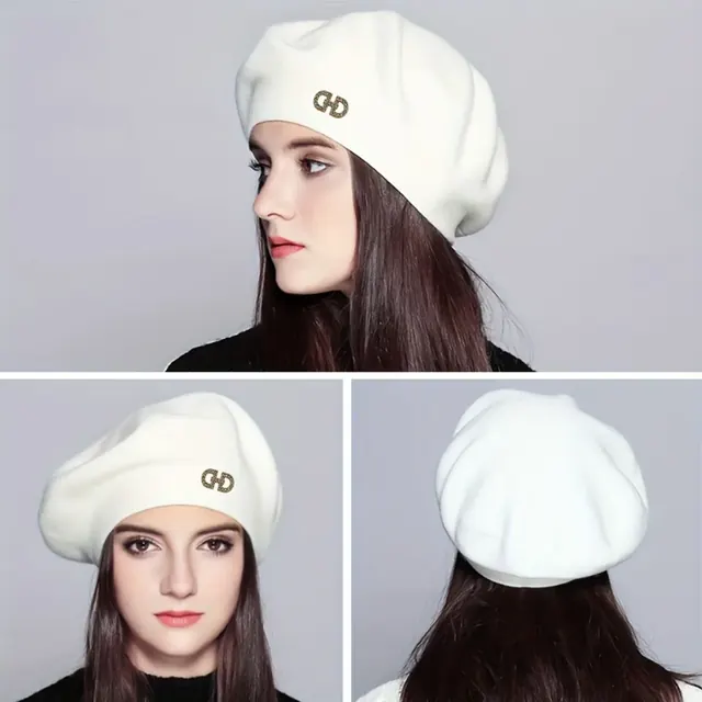 Solid Color Rayon Beret Hat for Women, Casual Warm Brimless Style Featuring Elastic Band
