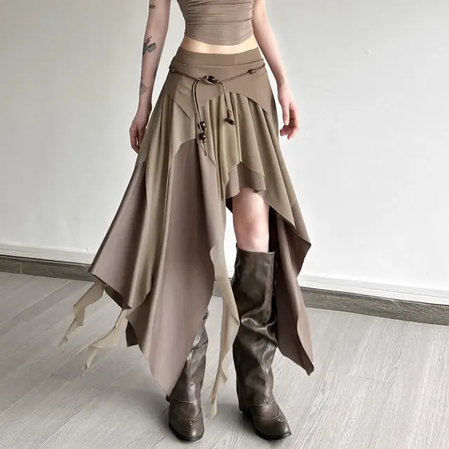 Polyester A-Line Skirt featuring Asymmetrical Design for a Stylish Look