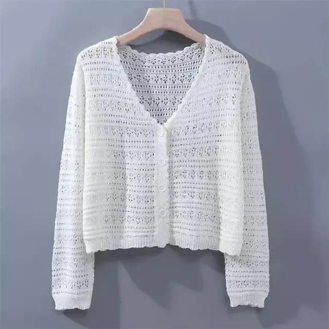 Women's Long Sleeve V Neck Single Breasted Cardigan in Fresh Sweet Style