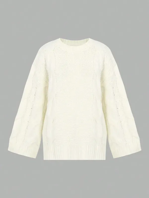 Solid Color Casual Acrylic Sweater with Long Sleeve Featuring Patchwork Design and Pullover Style