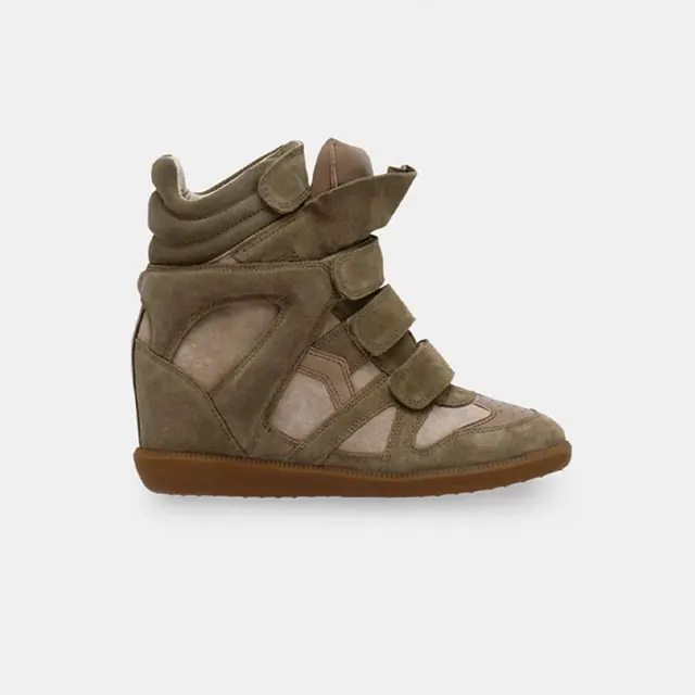 Women’s Color Block Casual Shoes with TPR Sole and Hidden Wedge Heel, Featuring Microfiber and PU Leather Insole
