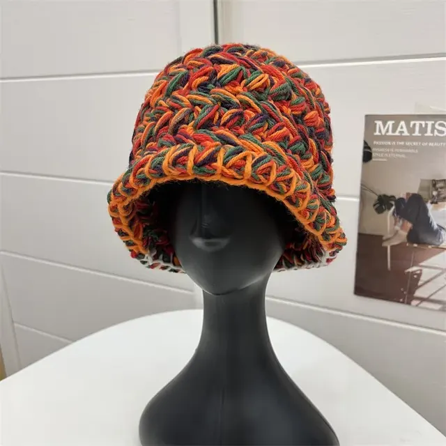Korean Style Women's Winter Wool Bucket Hat with Ear Wrap Brim