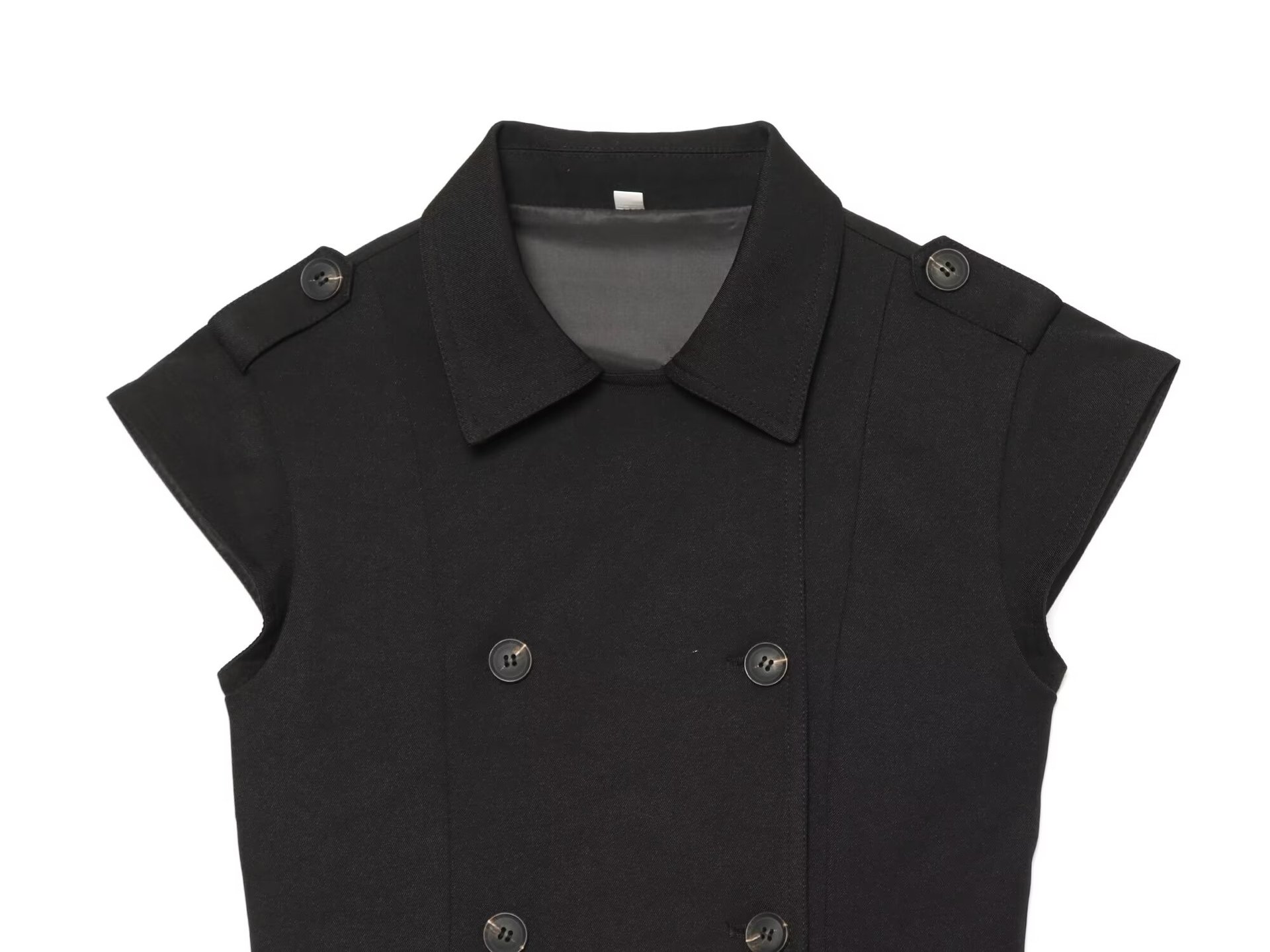 Vintage Style Solid Color Short Sleeve Polyester Vest For Women