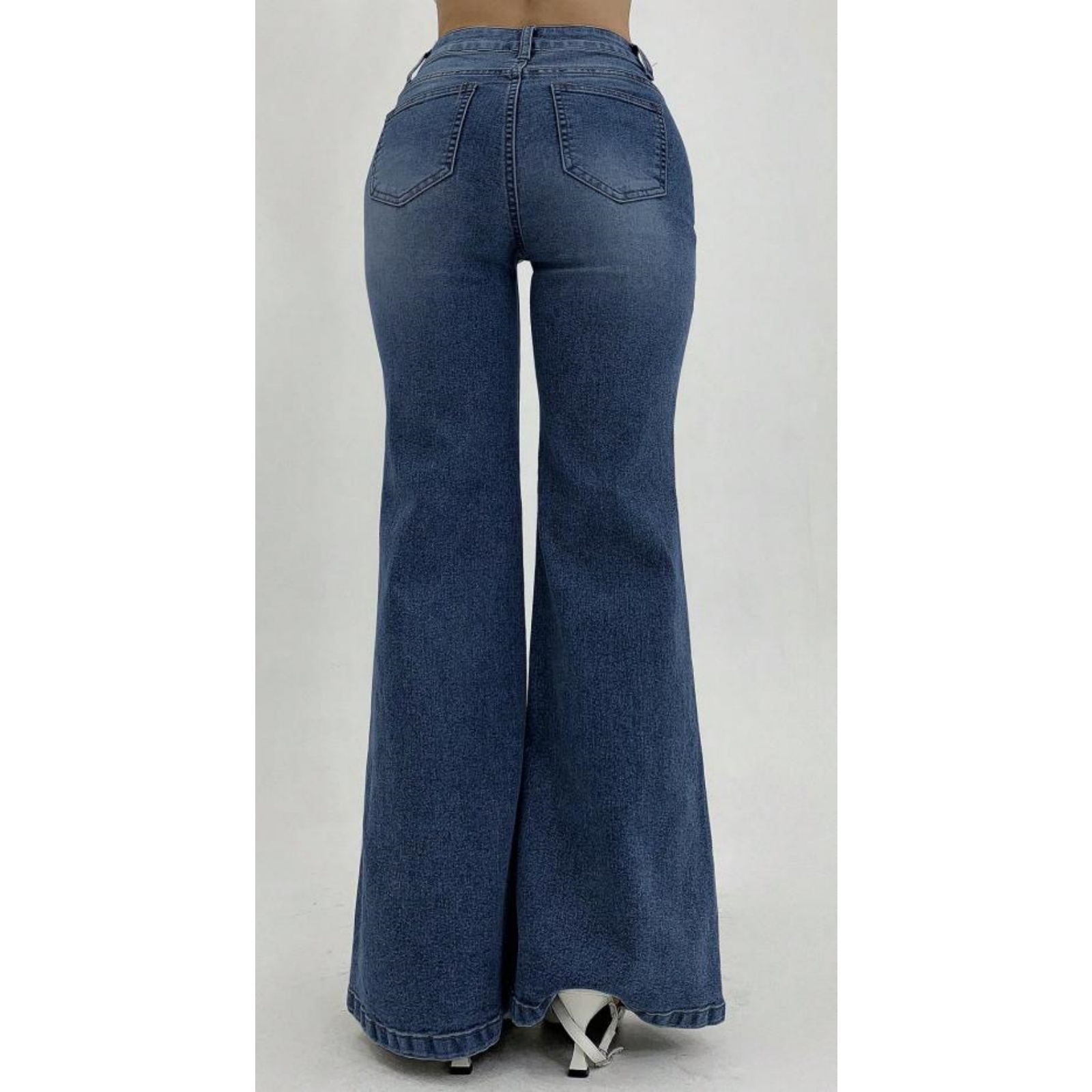Casual Full Length Jeans For Women In Cotton Fabric With Buckle Detail