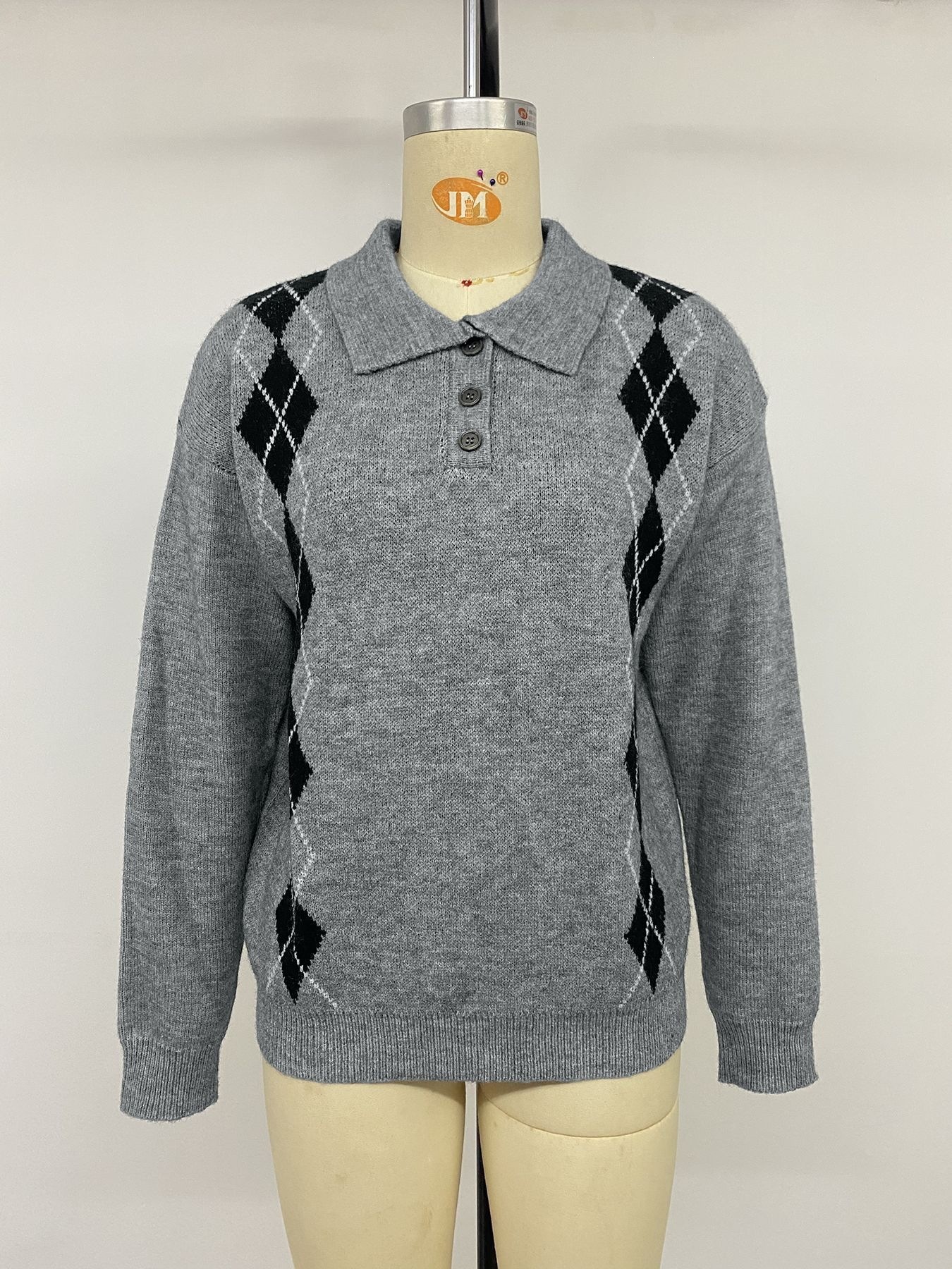 Vintage Style Knitted Acrylic Long Sleeve Pullover
