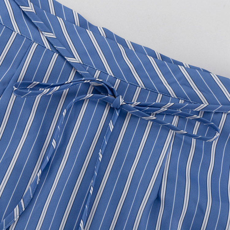 Elegant Stripe Skirt Co-ord Set With Long Sleeve Featuring Printing In Polyester, 2 Pieces Set