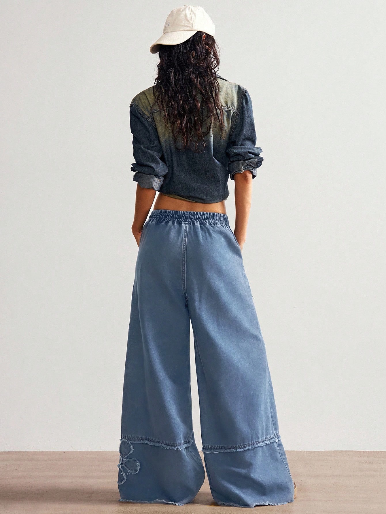 Streetwear Wide Leg Full Length Denim Cotton Pants