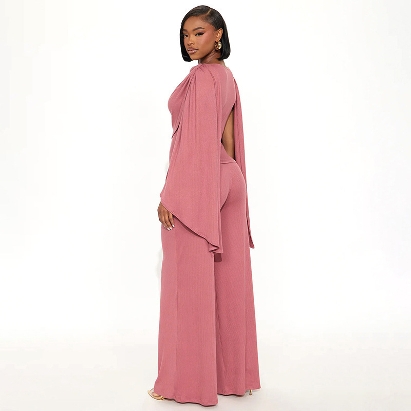 Sexy Wide Leg Pants Co-ord Set With Knitted Printing
