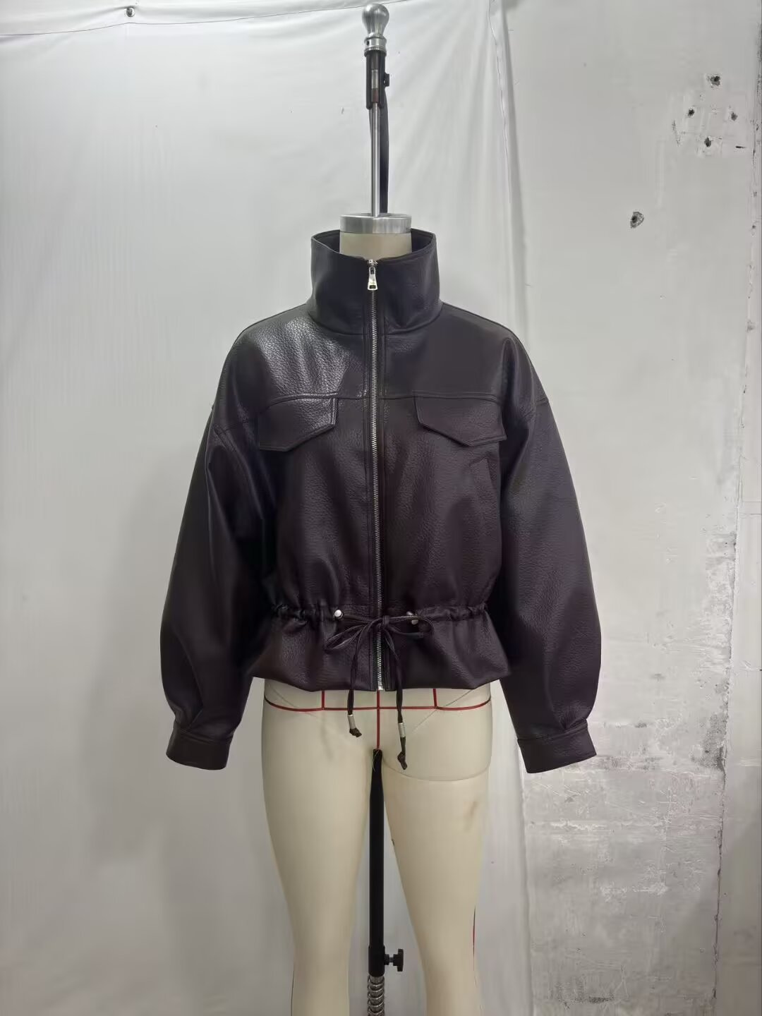 Leather Jacket With Zipper Placket