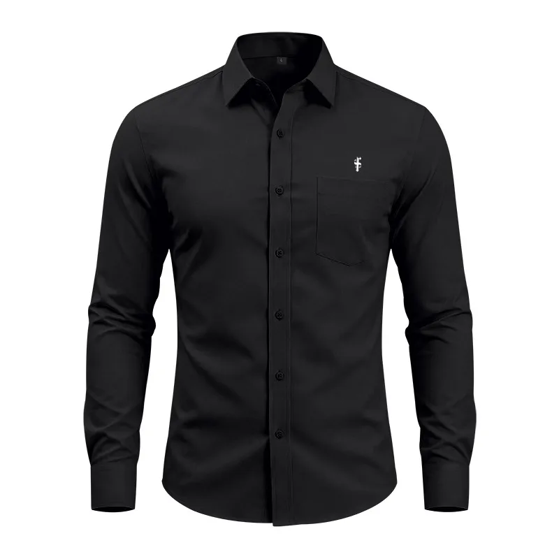 Business Short Sleeve Men's Shirt in Polyester Fabric with Printing and Placket Design