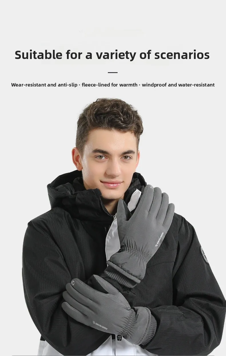 Men's Winter Leather Gloves with Fleece Lining