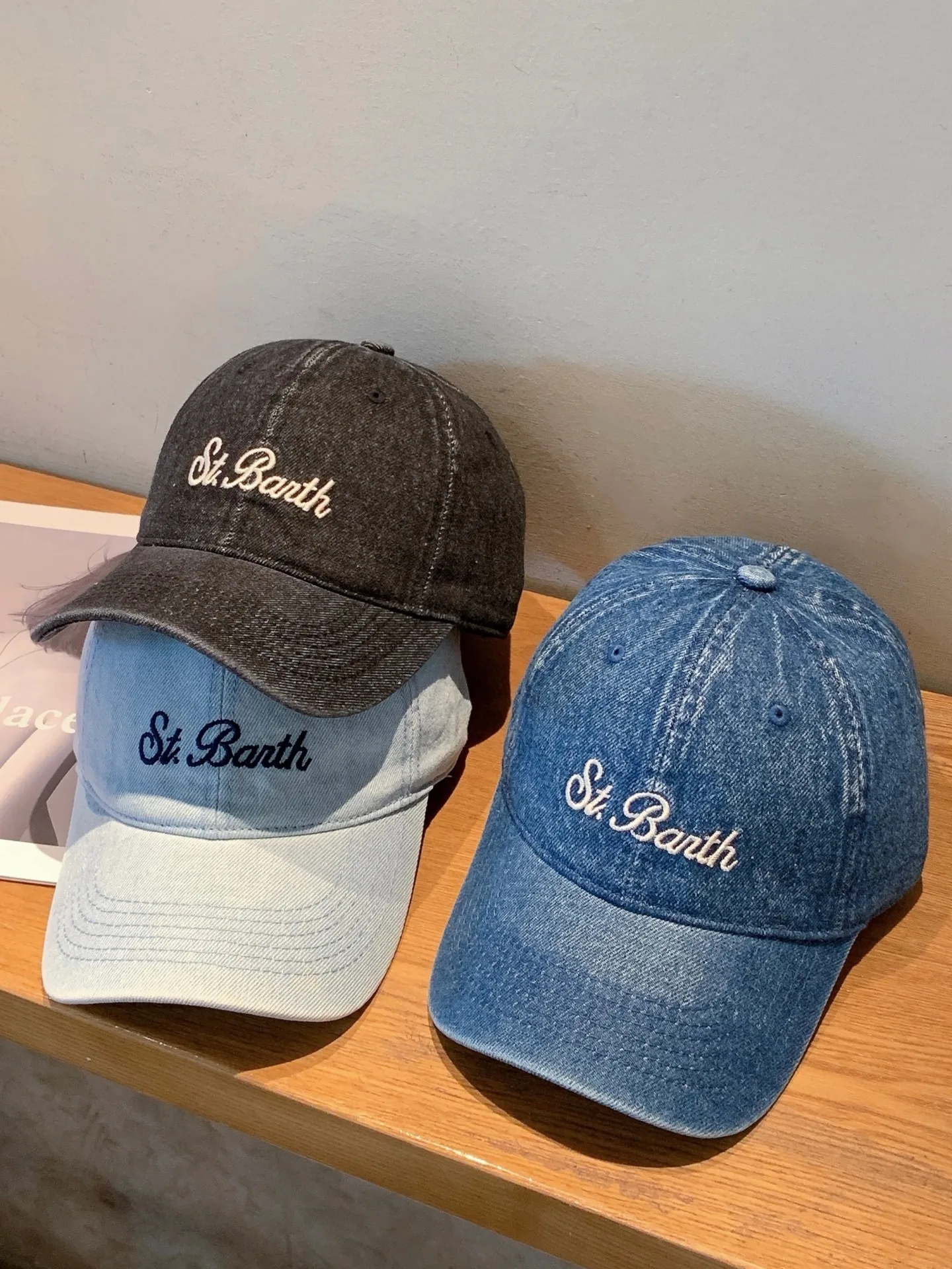 Unisex Cowboy Style Baseball Cap with Curved Brim, Denim Material Featuring Embroidery and UV Protection