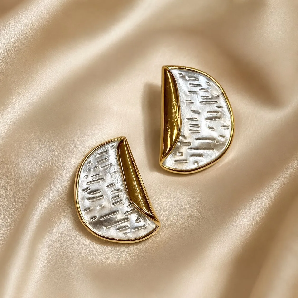 Sector Simple Style Gold Enamel Earrings with 304 Stainless Steel Ear Pins, Unisex Design