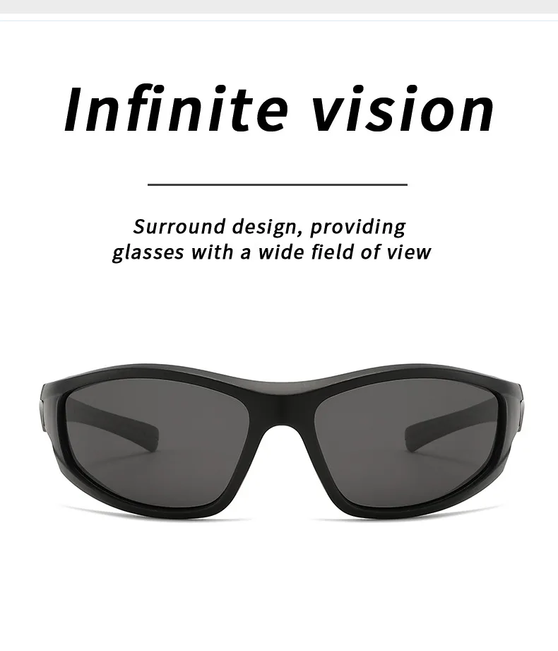 Men's Sport Full Frame Sunglasses with Tac Lens Material in Dyed Black