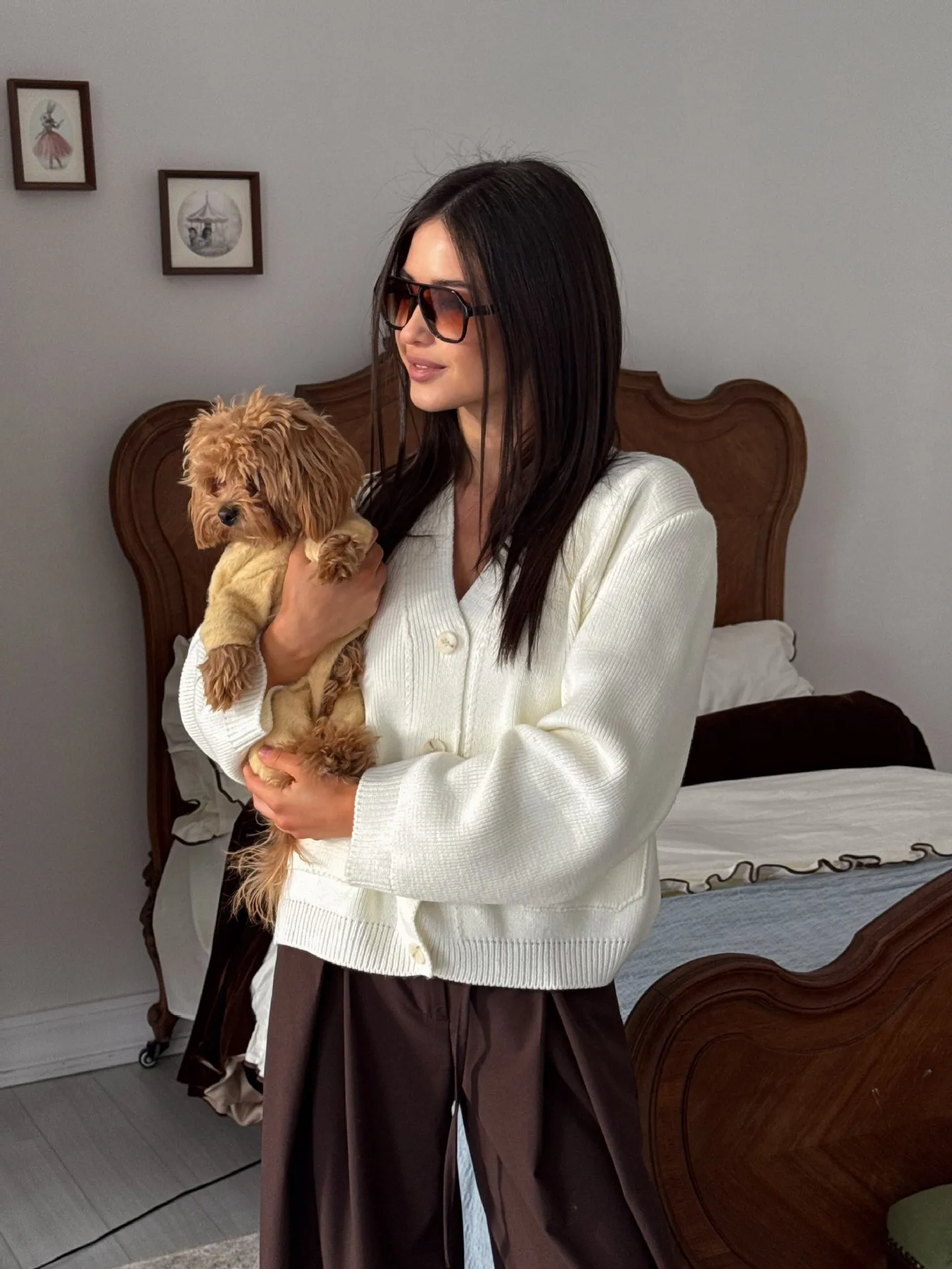 Solid Color Casual Long Sleeve Knit Sweater for Women Featuring Knitted Craft and Single Breasted Design