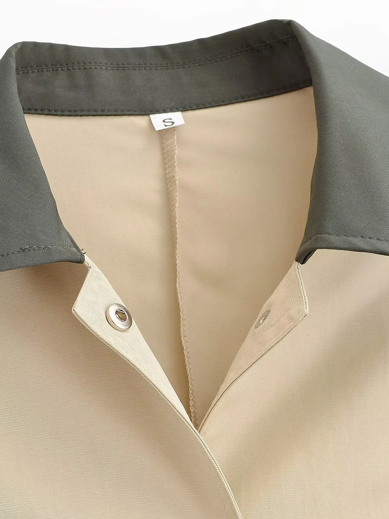 Casual Solid Color Single Breasted Coat Jacket for Women in Polyester Fabric with Contrast Binding Detail