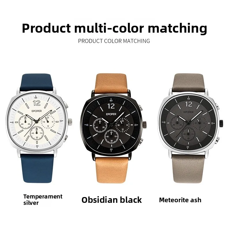 Men's Quartz Watch with Genuine Leather Strap and Pin Buckle, Featuring Tempered Glass Mirror, Ideal for Watch Jewelry Sets