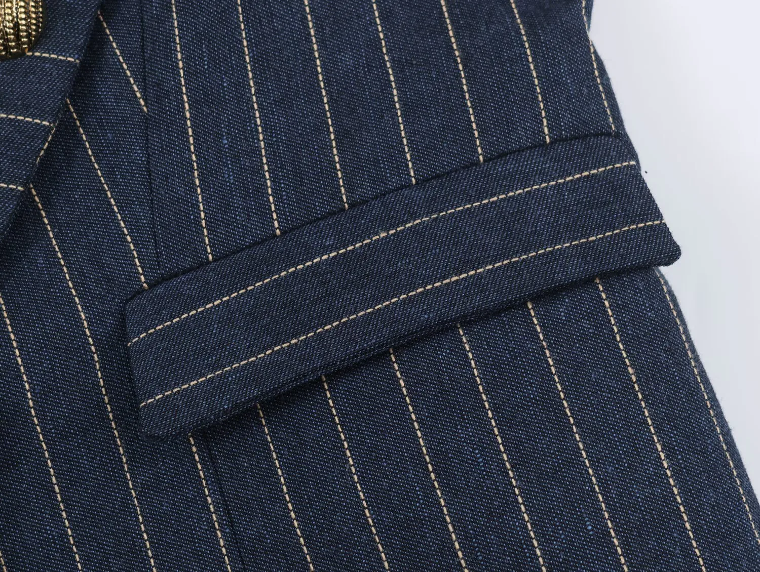 Casual Stripe Single Breasted Blazer with Lapel Collar in Polyester Featuring Asymmetrical Design