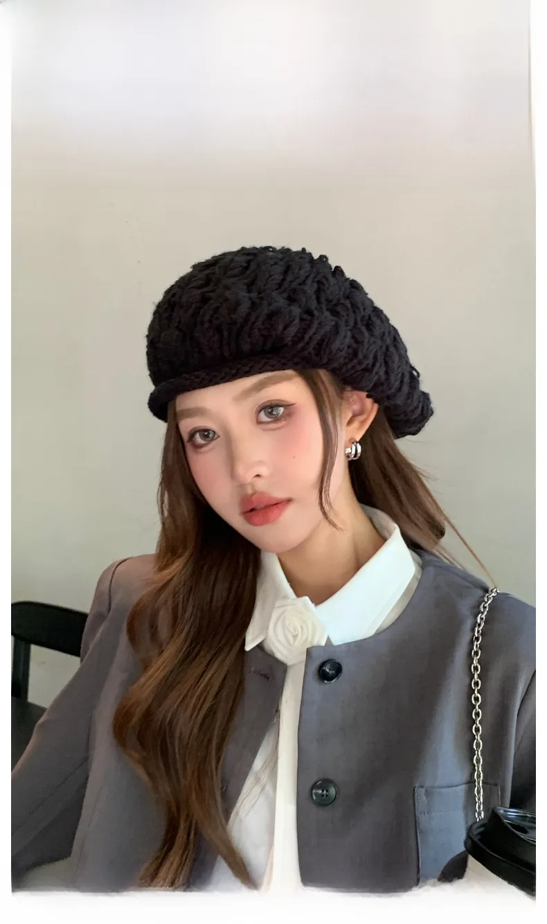 New Style Solid Color Warm Women’s Brimless Beret Hat in Polyester with Braid Craftsmanship