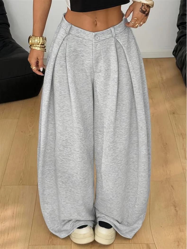 Solid Color Casual Full Length Pants for Casual Wear, Made of Polyester with Patchwork Detailing