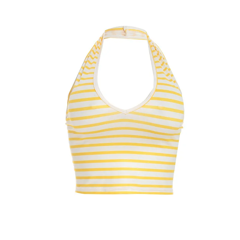 Stripe Vest and Pant Co-ord Set in Milk Fiber featuring Sexy Style with Printing, Skinny Fit and Calf-Length Pants