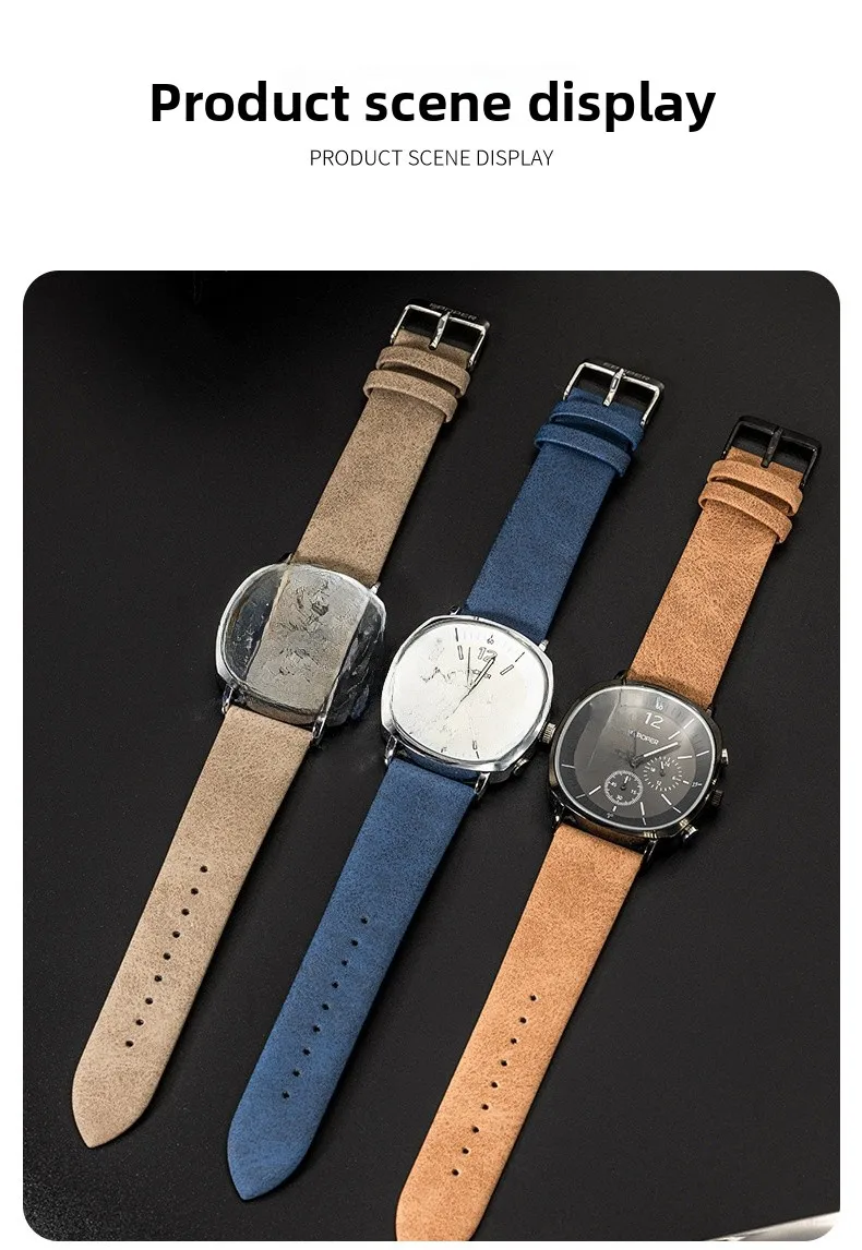 Men's Quartz Watch with Genuine Leather Strap and Pin Buckle, Featuring Tempered Glass Mirror, Ideal for Watch Jewelry Sets