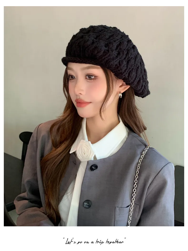 New Style Solid Color Warm Women’s Brimless Beret Hat in Polyester with Braid Craftsmanship