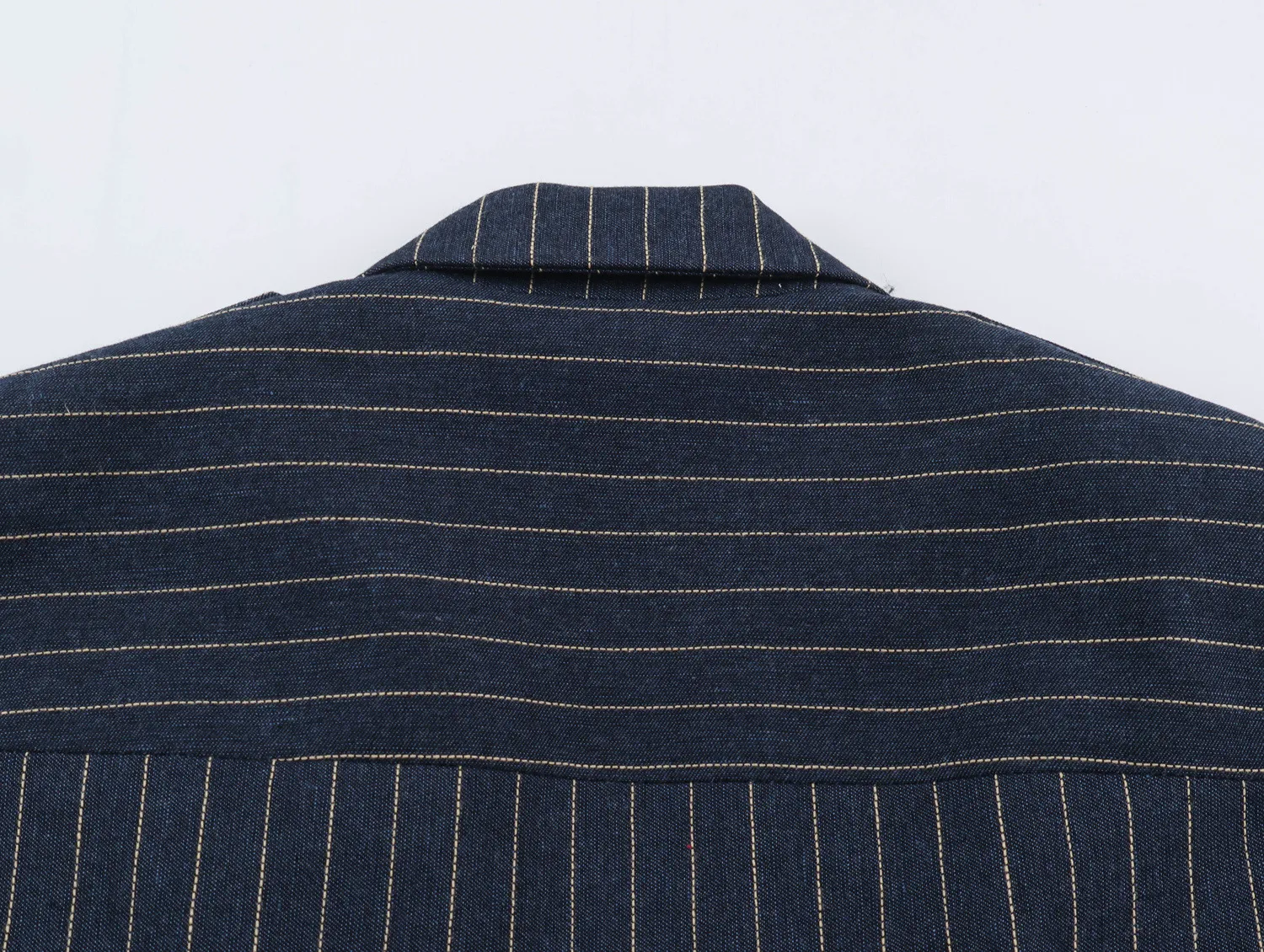 Casual Stripe Single Breasted Blazer with Lapel Collar in Polyester Featuring Asymmetrical Design