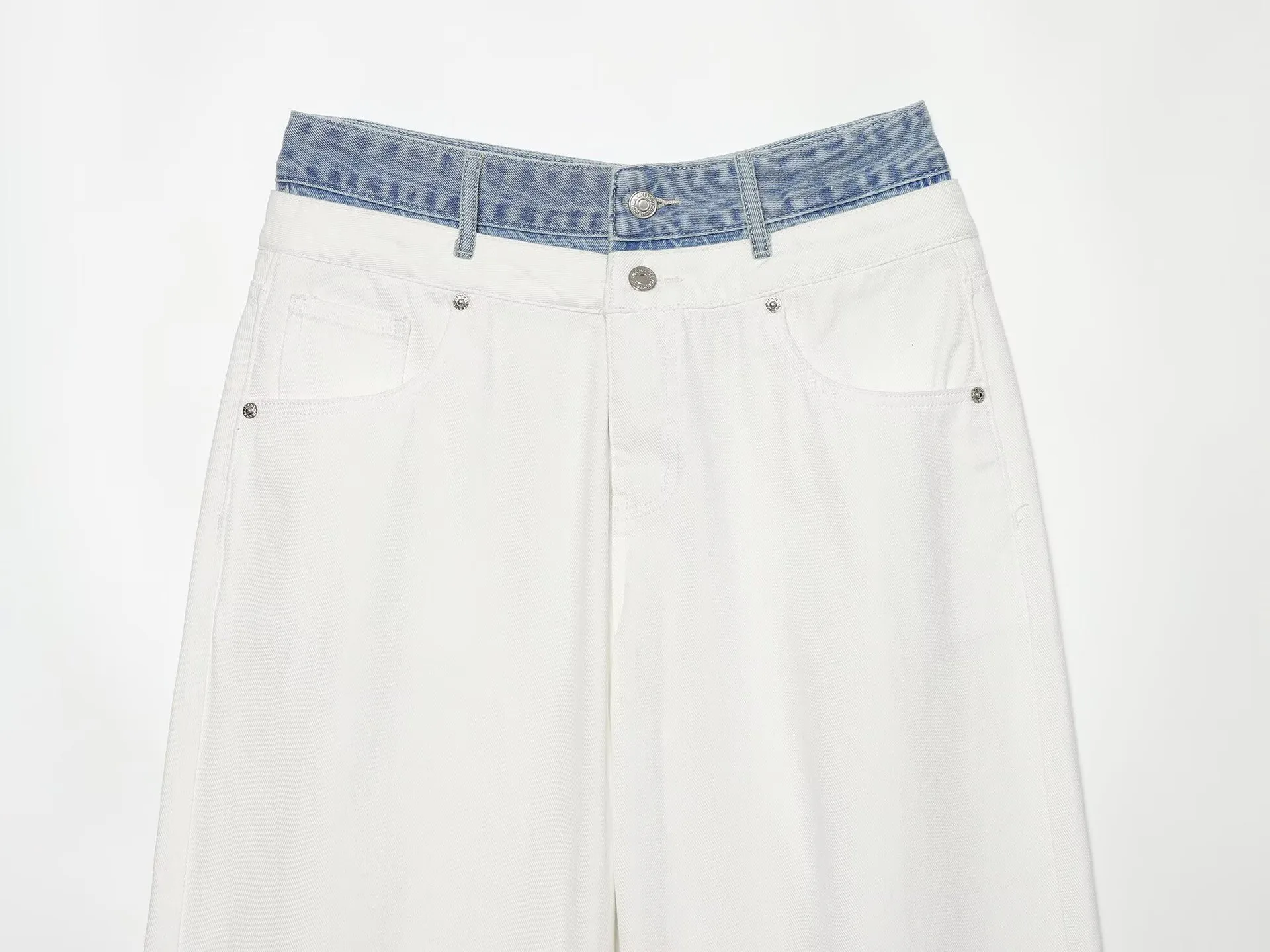 Color Block Full Length Jeans for Women in Casual Street Style featuring Polyester Fabric with Patchwork Design