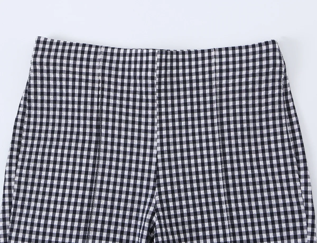 Casual Plaid Pant Co-ord Set in Polyester with Half Sleeve Regular Top and Knee Length Pants, 2 Pieces Set