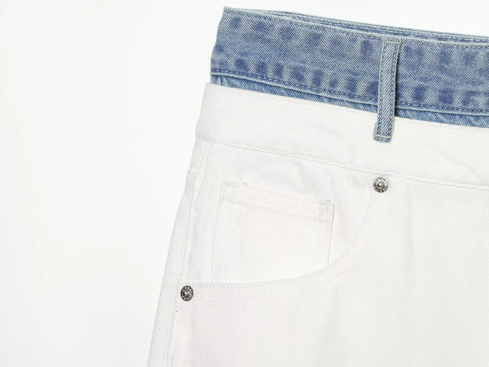 Color Block Full Length Jeans for Women in Casual Street Style featuring Polyester Fabric with Patchwork Design