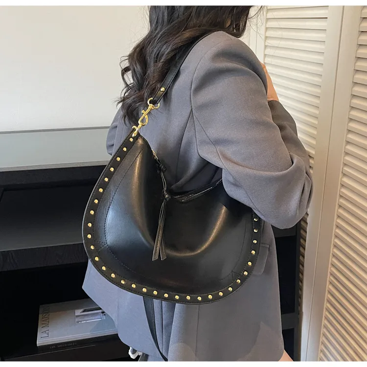 Women’s Square Splicing Shoulder Bag in PU Leather with Sewing Thread Detail and Single Shoulder Strap