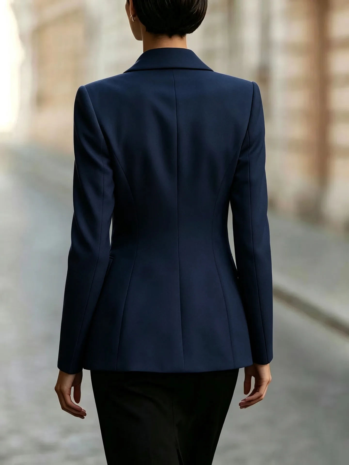 Solid Color Business Long Sleeve Polyester Blazer Featuring Tie Detail