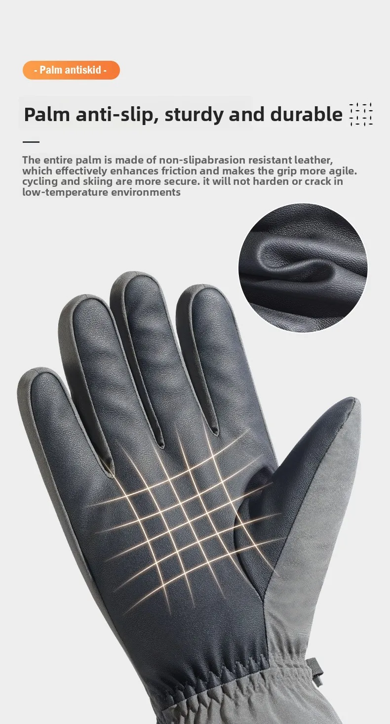 Men's Winter Leather Gloves with Fleece Lining