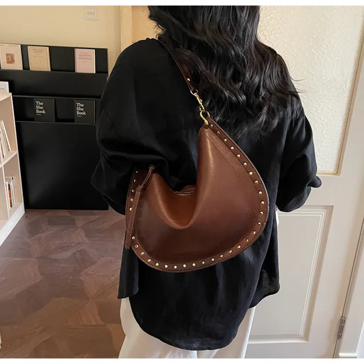 Women’s Square Splicing Shoulder Bag in PU Leather with Sewing Thread Detail and Single Shoulder Strap