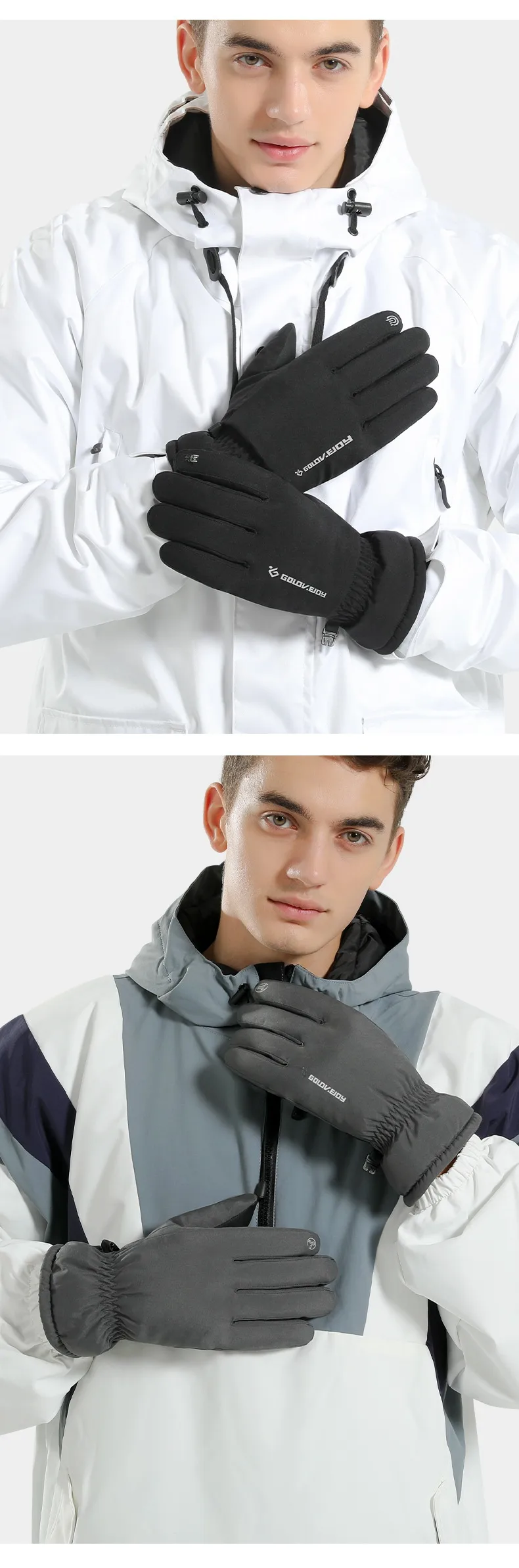 Men's Winter Leather Gloves with Fleece Lining