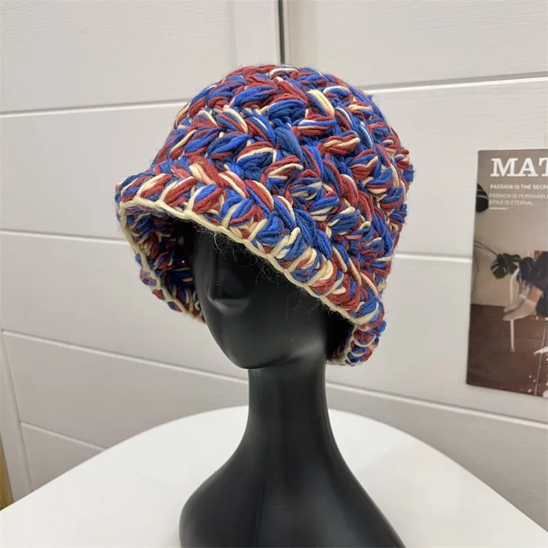 Korean Style Women's Winter Wool Bucket Hat with Ear Wrap Brim