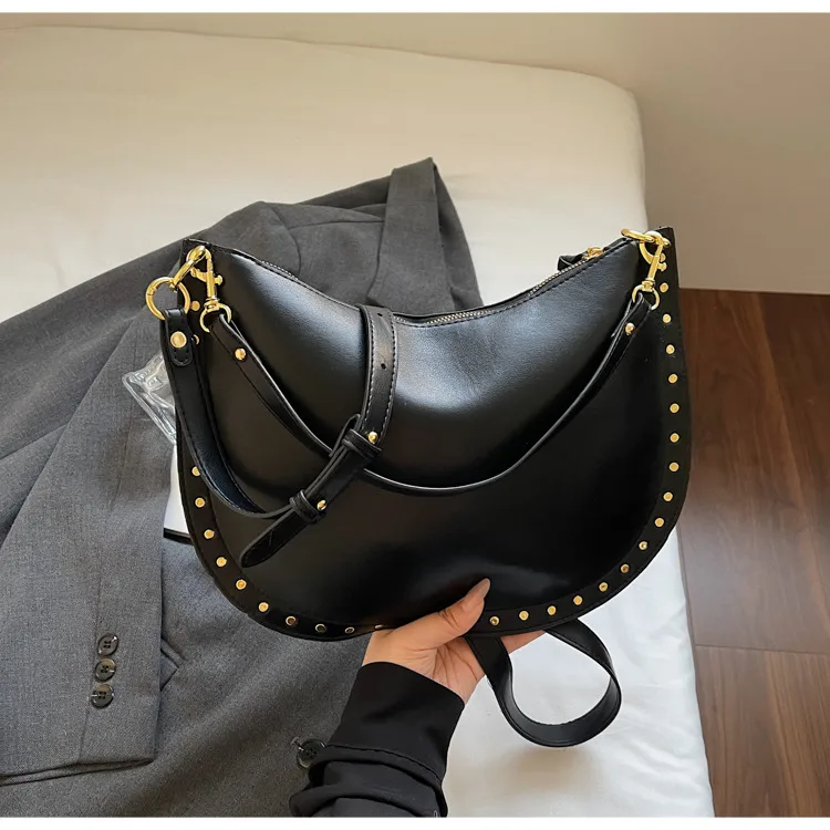 Women’s Square Splicing Shoulder Bag in PU Leather with Sewing Thread Detail and Single Shoulder Strap