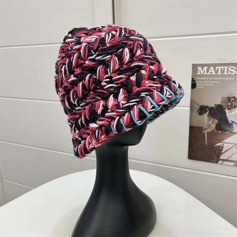Korean Style Women's Winter Wool Bucket Hat with Ear Wrap Brim