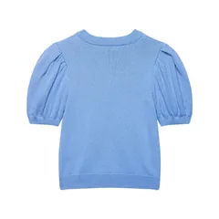Solid Color Casual Short Sleeve Cardigan for Women in Rib-Knit Polyester Fabric