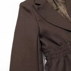 Solid Color Simple Style Long Sleeve Polyester Blazer with Folds and Single Breasted Closure
