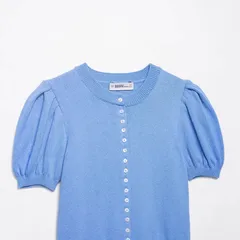 Solid Color Casual Short Sleeve Cardigan for Women in Rib-Knit Polyester Fabric