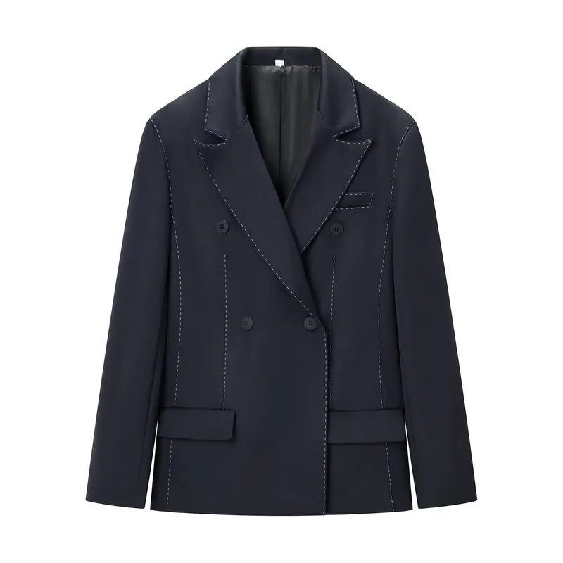 Casual Long Sleeve Polyester Blazer with Shirt Collar and Regular Sleeves