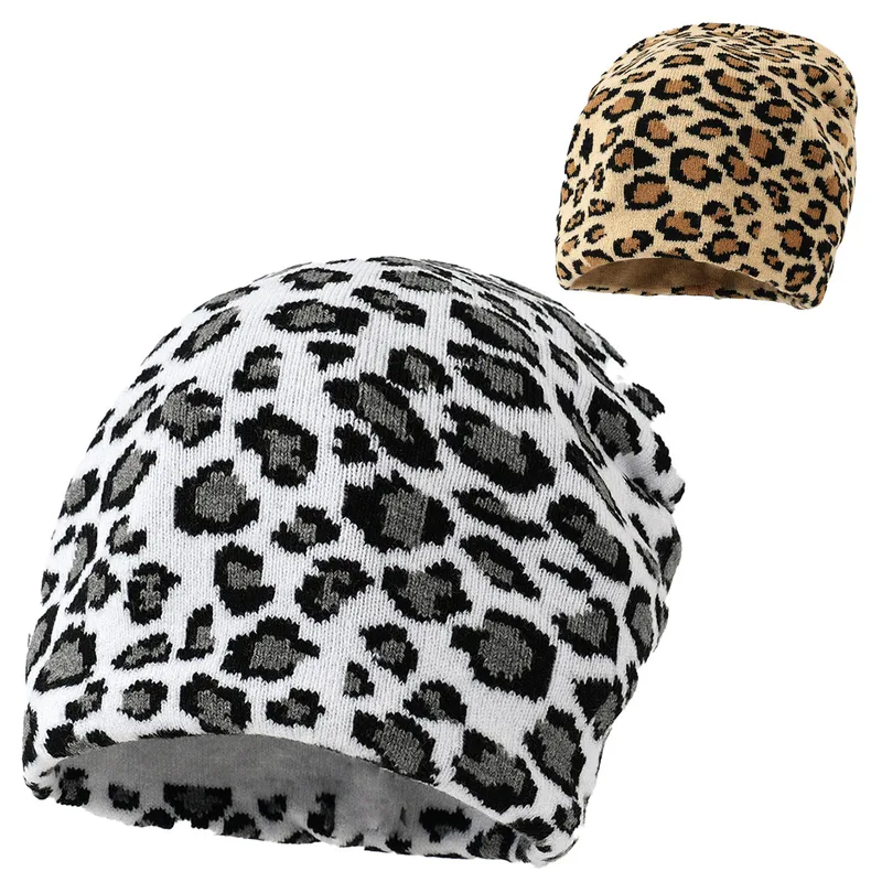 Unisex Cheetah Print Wool Cap for Commute, Warm Polyester Hat Featuring High-Quality Printing