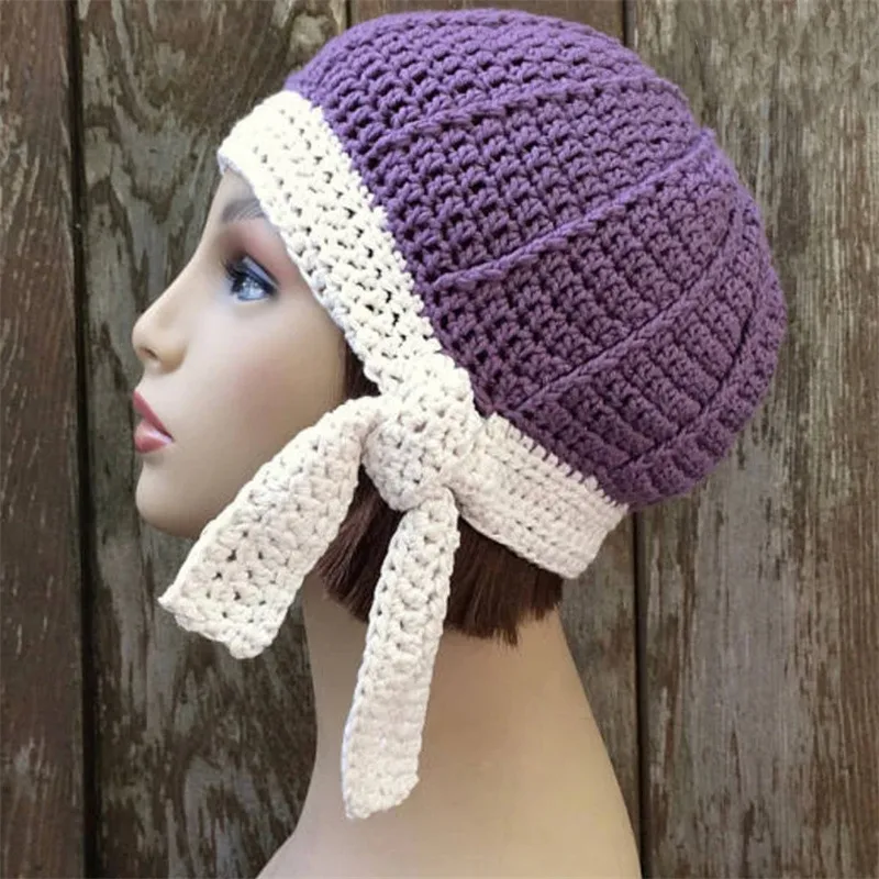 Retro Warm Brimless Wool Cap for Adults, Handmade with Polyester Material