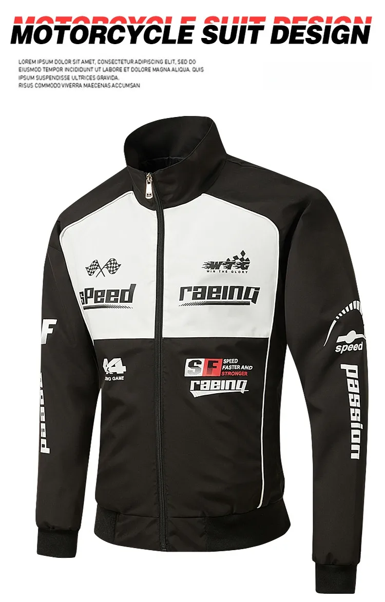 Men's Printed Polyester Jacket with Zipper Placket in Dyed Black Outerwear