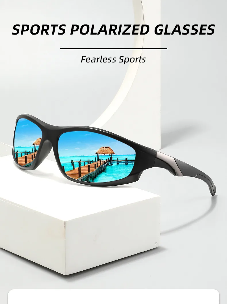 Men's Sport Full Frame Sunglasses with Tac Lens Material in Dyed Black